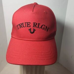 True Religion Horseshoe Logo Hat Red Cap Snapback Adjustable NWOT